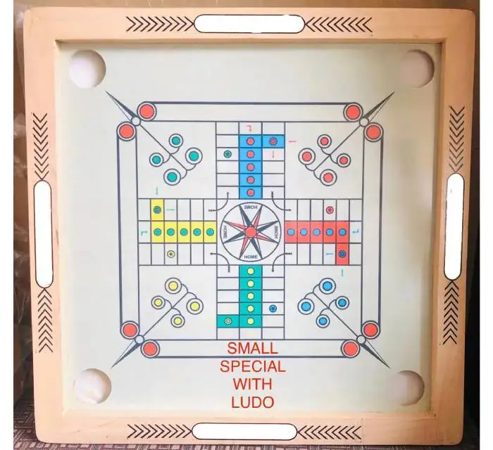 Wooden Carrom Board Ludo Deign with Sticker Coin & Powder Excellent Gift 26 Inch Table Game Set