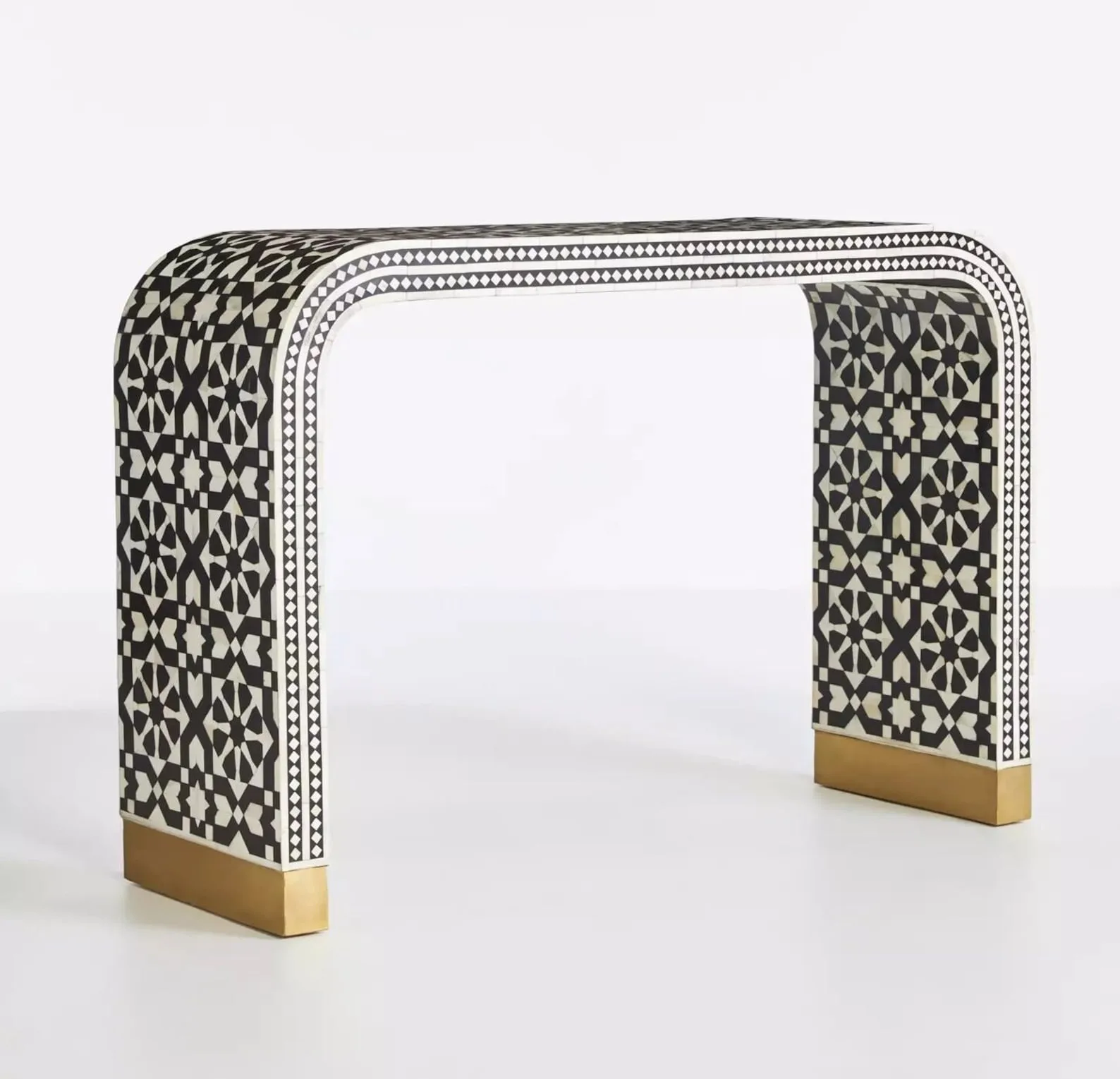 Elegant Handcrafted Console Table with Brass Unique Home Decor Furniture-Bone Inlay Cabinet for Living Room Best Price