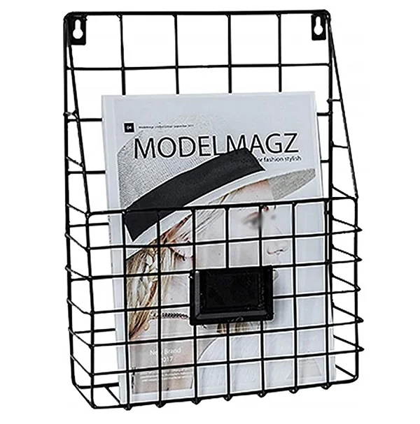 Customized Metal Black Powder Coated Finished Magazine Racks Wall