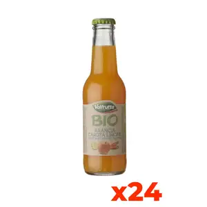 Valfrutta Premium Quality Italian Organic ACE Juice 200ml Glass Bottle 24 Bottles Pack Orange Carrot Lemon Fruit Vegetable Juice