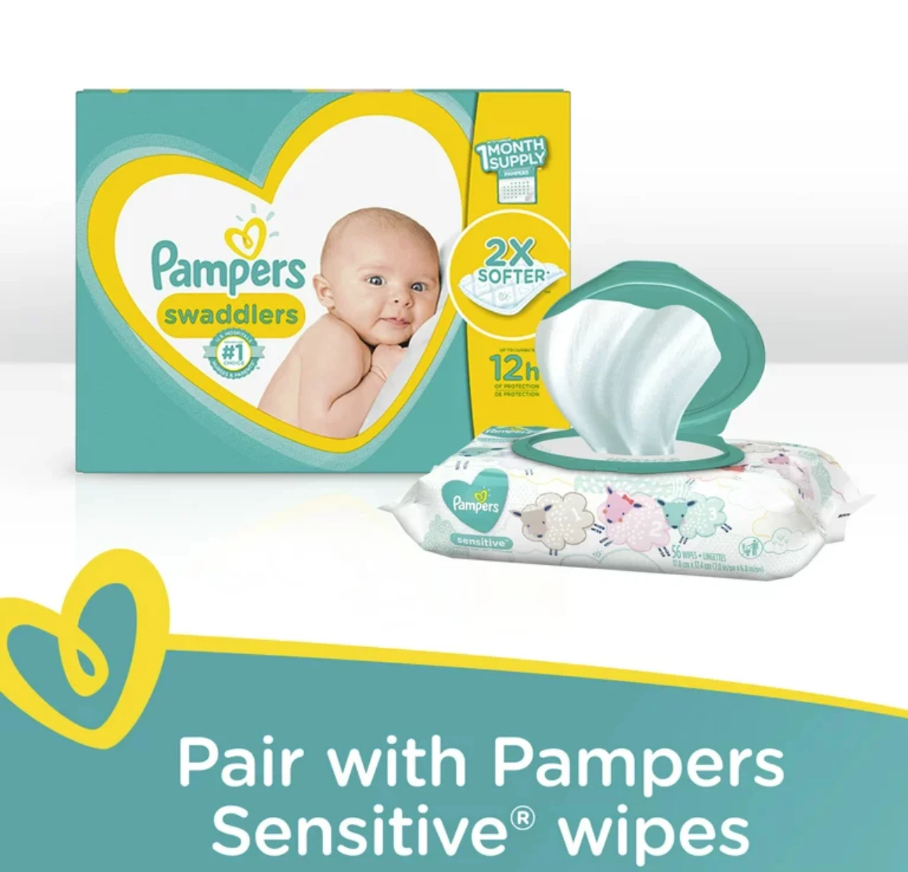 Pampers Swaddlers Newborn Diapers Size,2x Softer With Up To 12 Hours Of