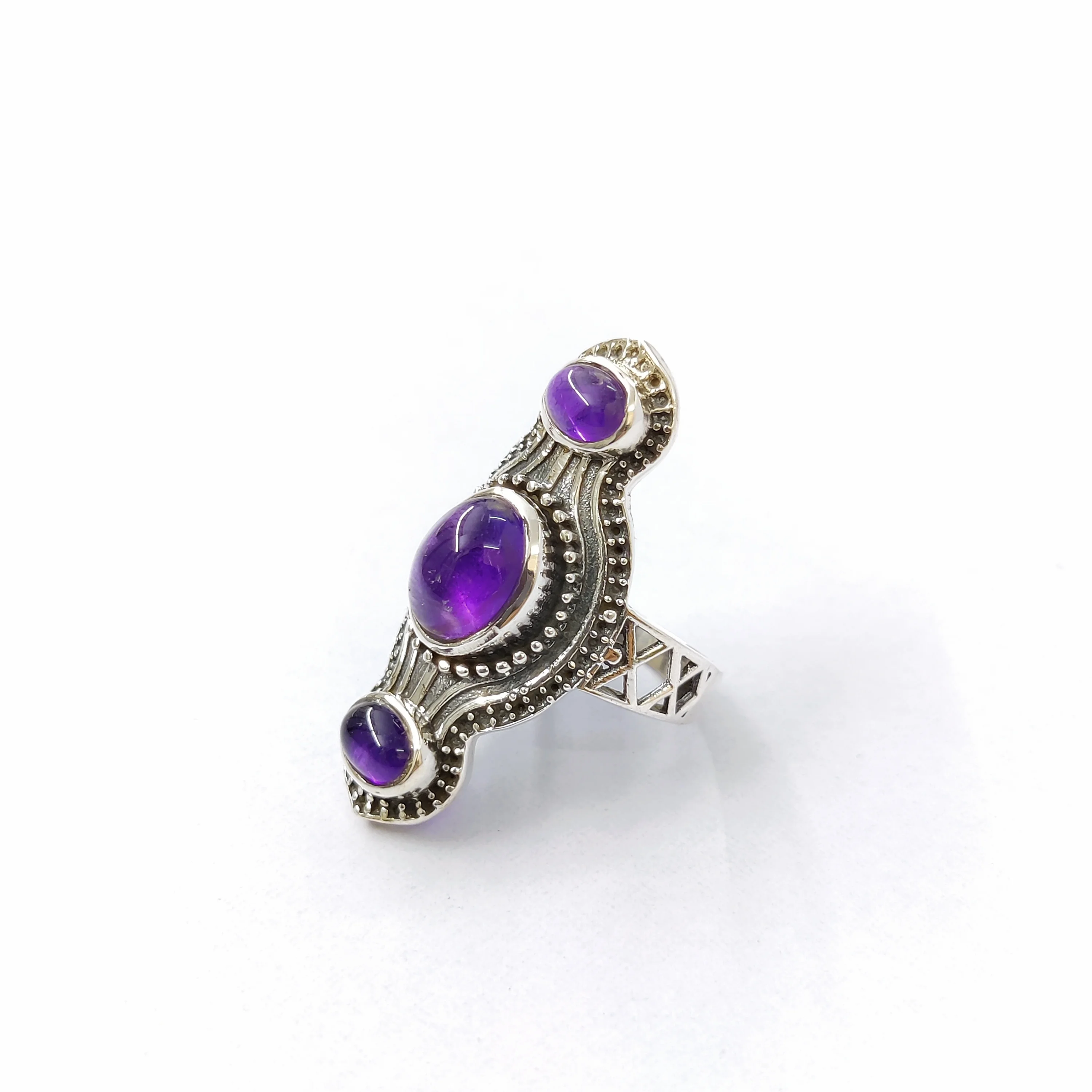 Amethyst Vintage Wedding Ring 925 Sterling Silver Party Wear
