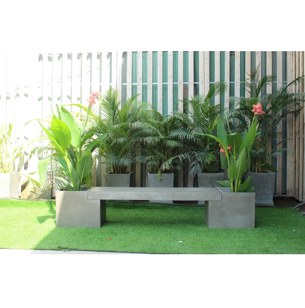 Wholesale Price Lightweight Concrete Multipurpose Bench And Pots 200cm