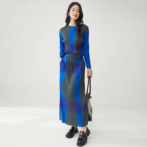 Factory Direct Quick Delivery Women's Designer Set Pleated Printed Casual Top and Skirt 2-Piece Set