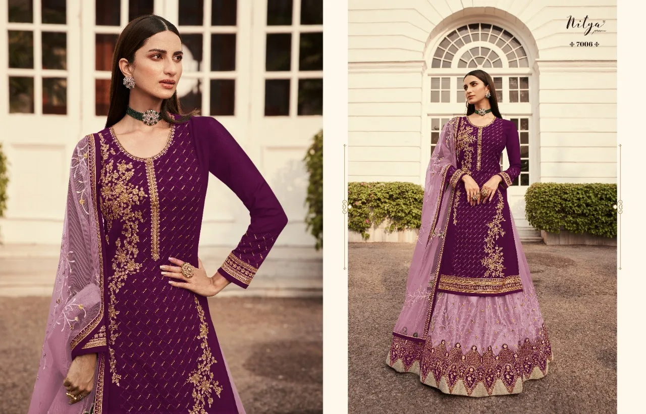 Export Quality Embroidery with Diamond Work Nitya Gharara Style Salwar Kameez for Women From Indian Supplier