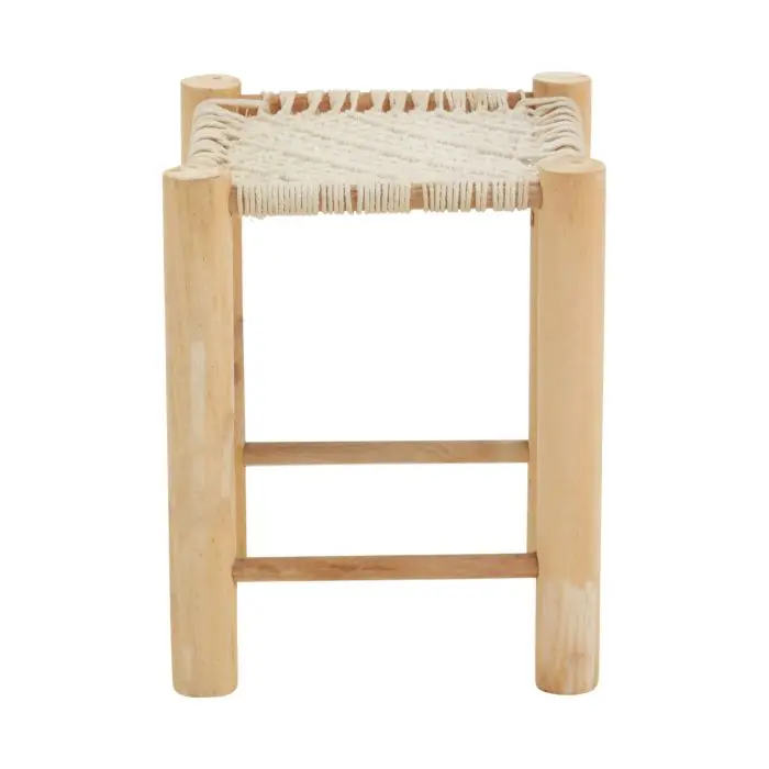 Designer Stool Northern Pine with Braided Paper String for Wedding and Living Room Furniture Taburete Bajo En Madera De Teca
