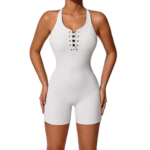 Customized logo Label Tag Jumpsuit Flared Pant Flat Butt Tight Fit Legging U Neck All in One Fitness Set Gym Yoga Sport Bodysuit