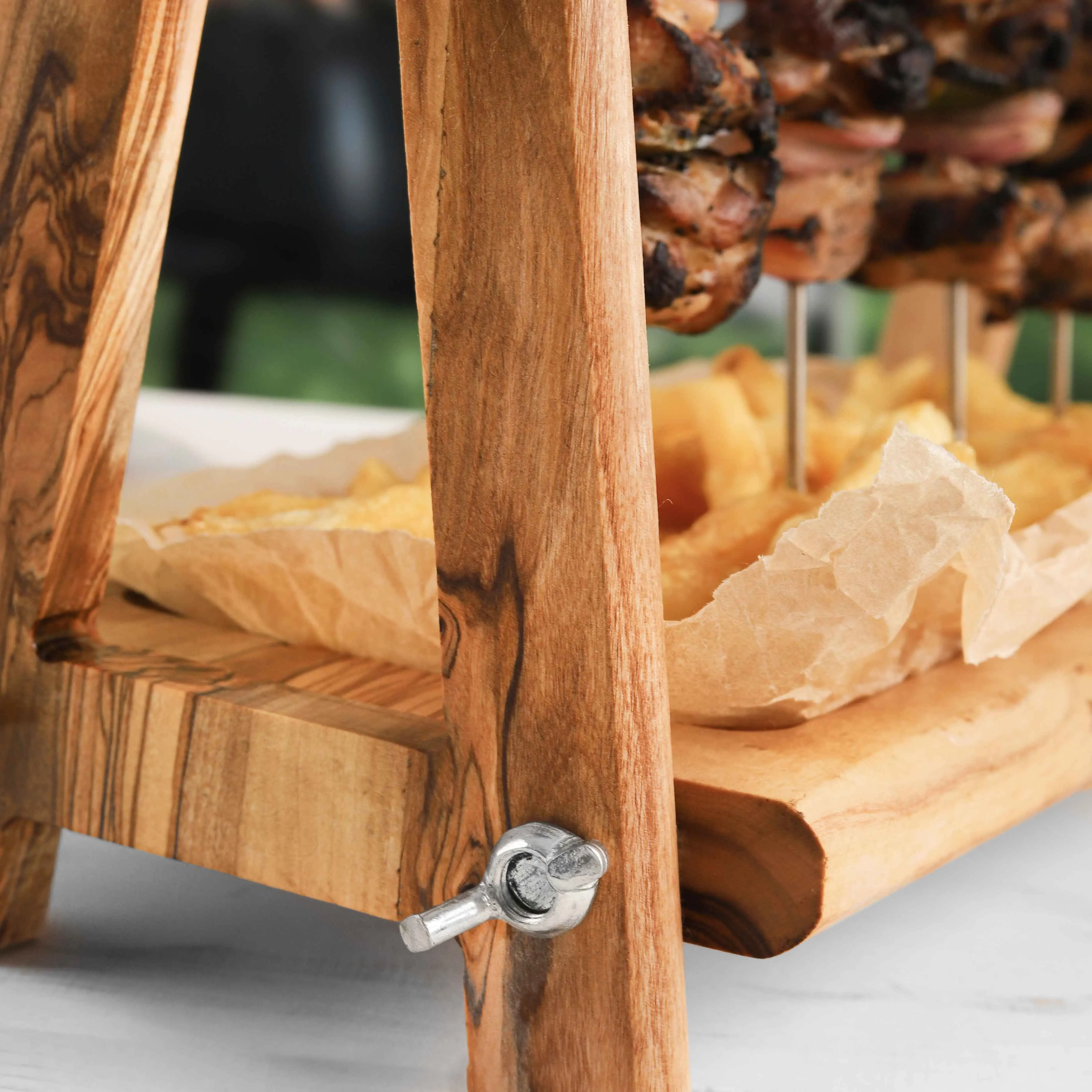 Handmade Olive Wood Espetada Stand Premium BBQ Holder