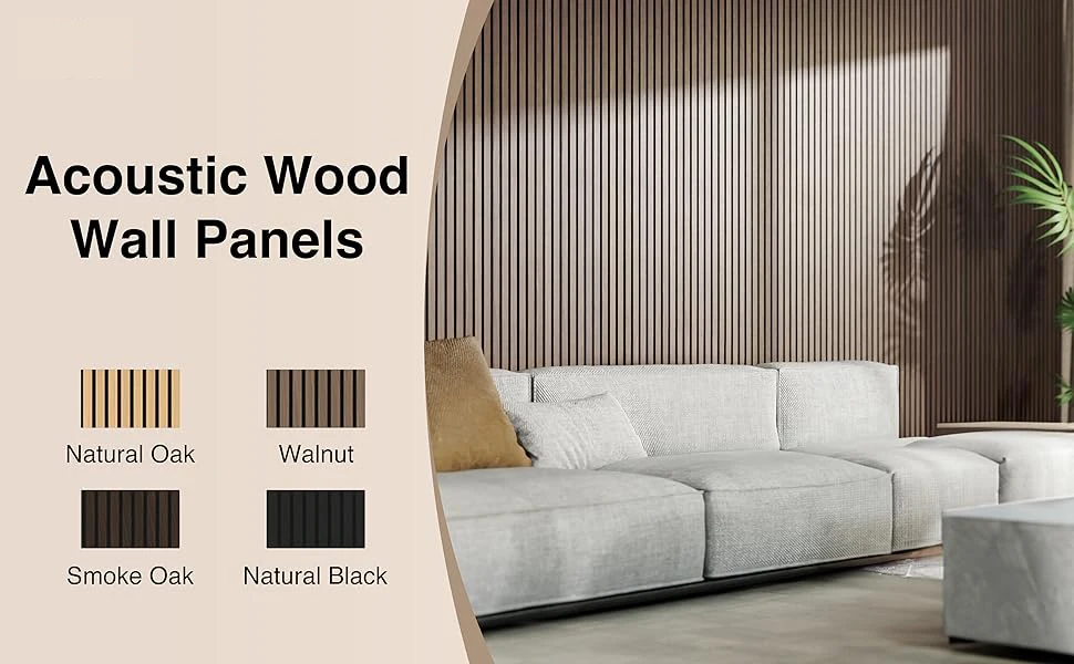 Modern Design Acoustic Slat Wood Panels 2 Pcs Soundproof Decor Wall Panels for Hotel Apartment School Hospital Graphic Design details