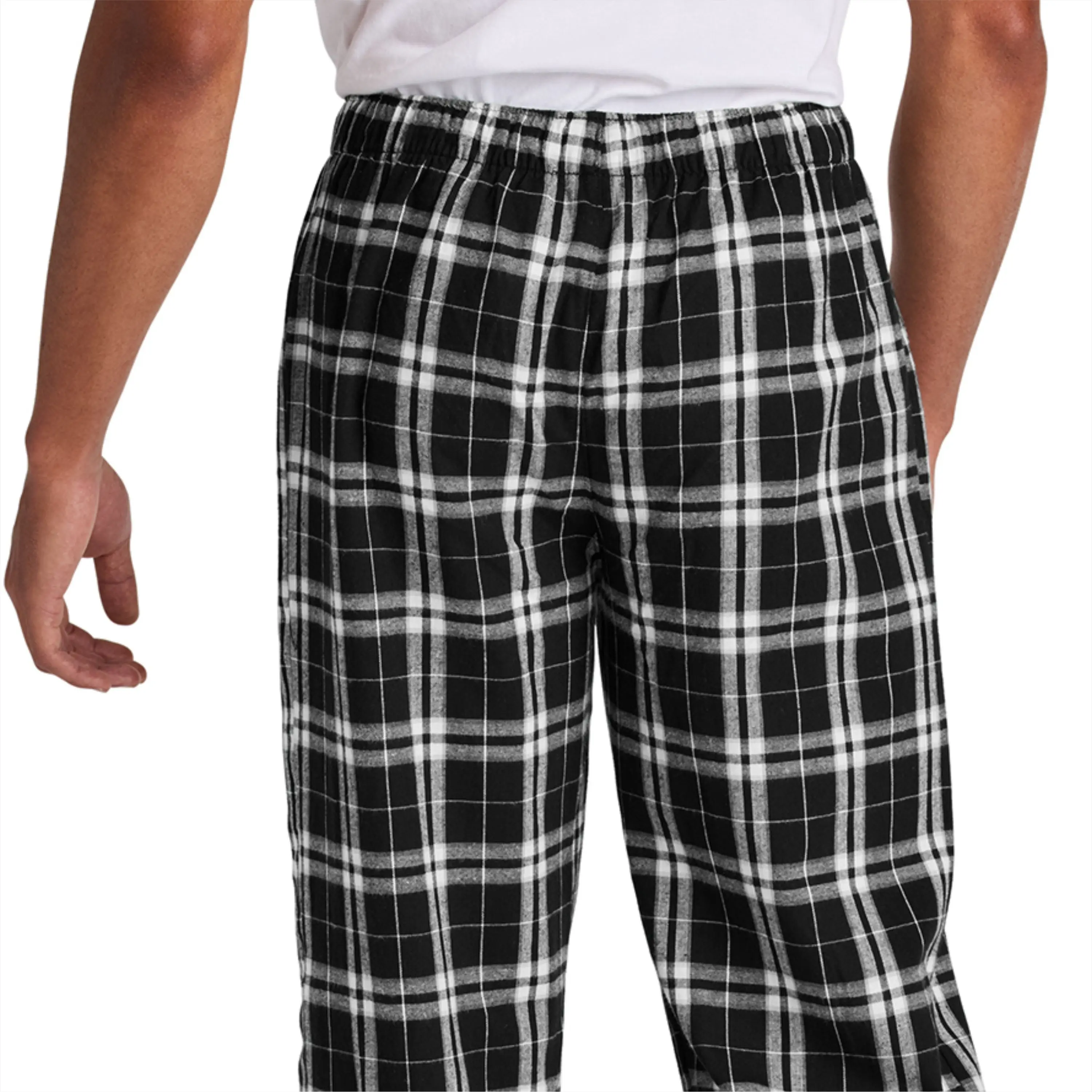 Warm Mens Flannel Lounge Black/ White Buffalo Check Pants Classic
