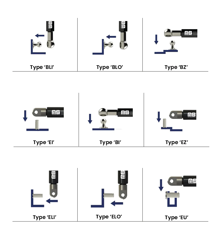 Eu54101 Stainless Steel Inox Gas Lift Mounting Eye Bracket 8 Mm Eyelet