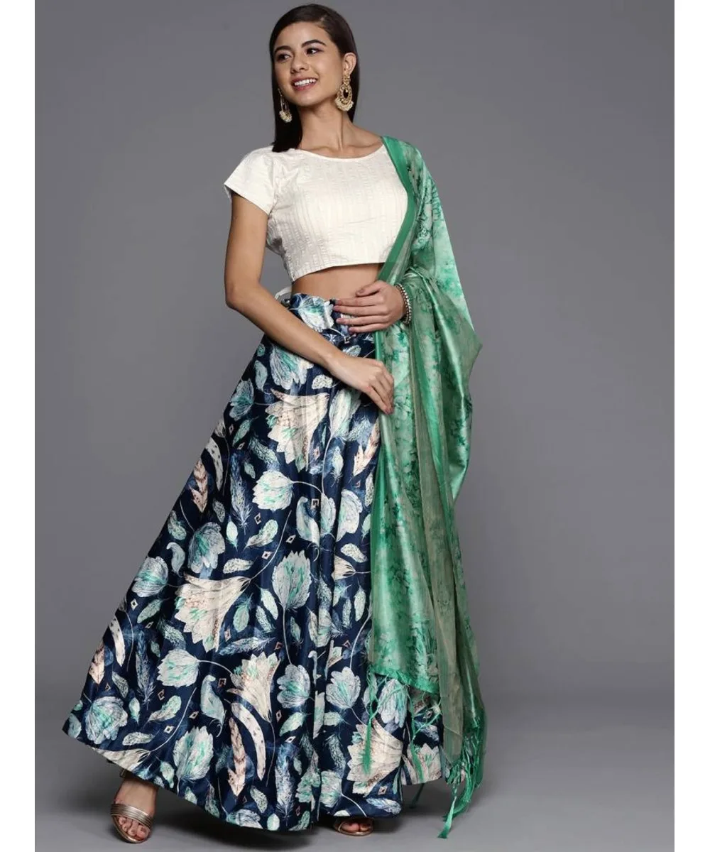 Indian Festival Wear Night Dance NavratriLehengaCholi for Women in Black  with Mirror Work