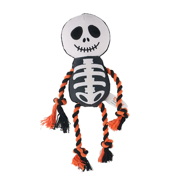 D KING Interactive Custom Skull Dog Rope Toys Set Dog Tug Toy Halloween Dog Toys