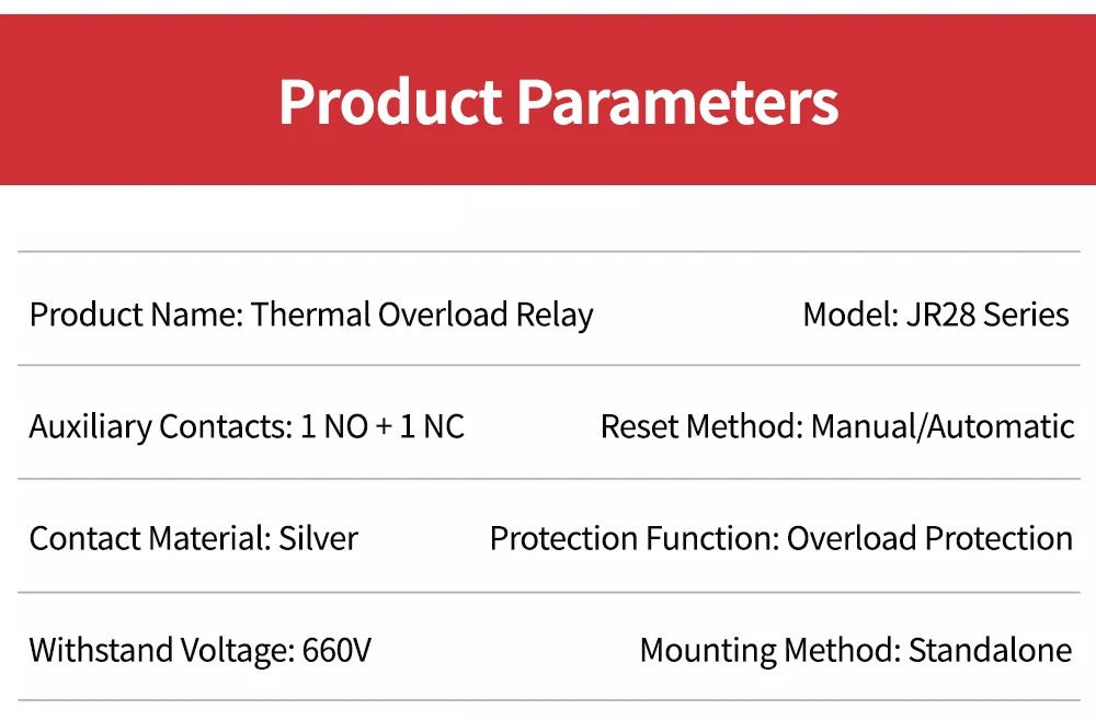 Thermal Overload Relay JR28 Series 1.6A 2.5A 4A 6A 8A 10A 13A 18A 25A ...