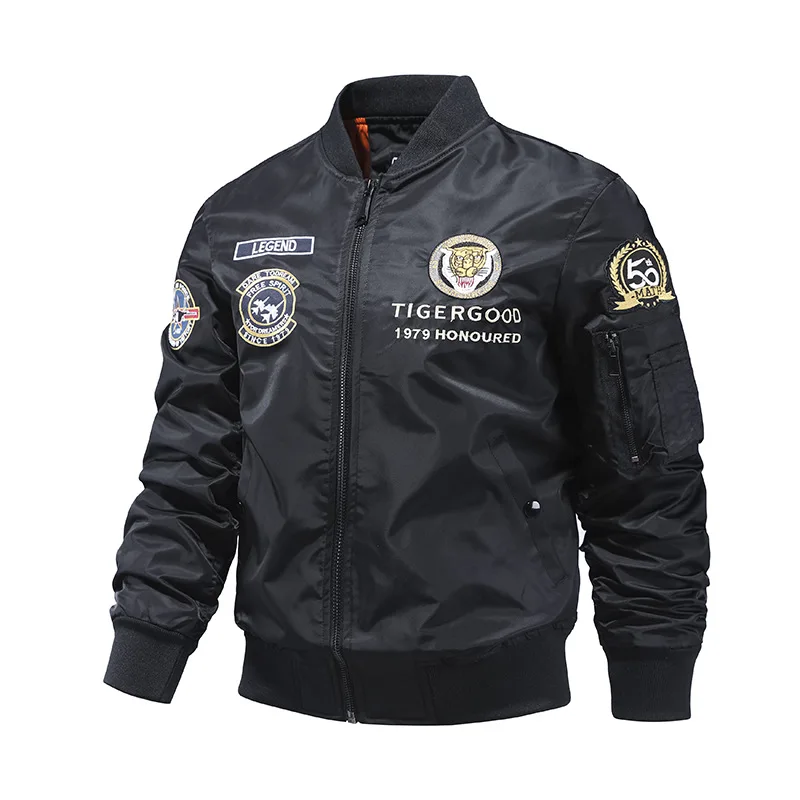 Embroidered Men's Bomber Jacket Stylish Winter Outerwear_voghion.com