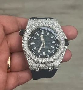 High Quality VVS Moissanite Diamond Hip Hop Stainless Steel Glass Dial Hot Selling Iced Out Unisex Customize Mechanical Watch