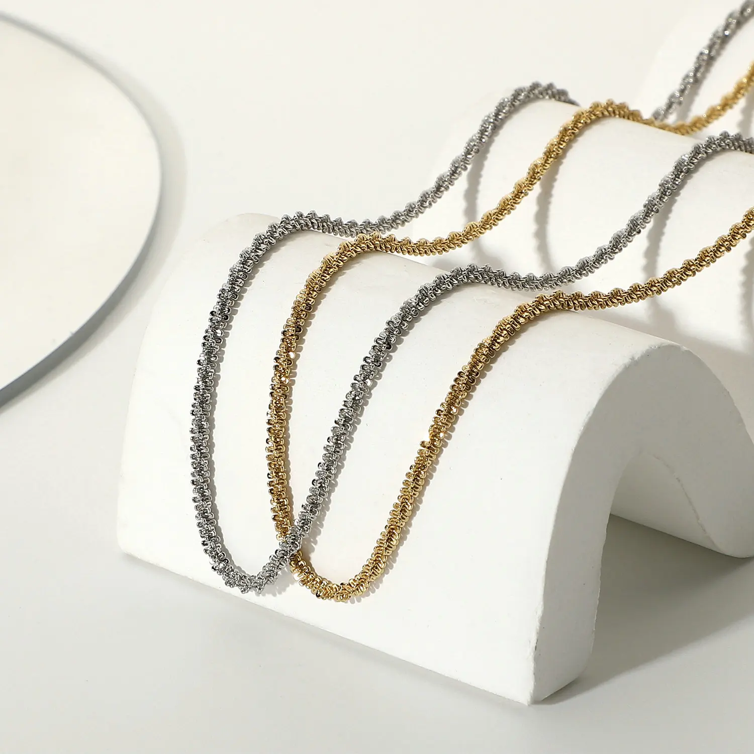 Geometric 14k Gold Plated Stainless Steel Choker Necklace