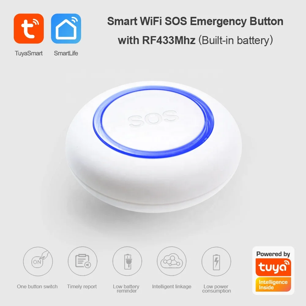 Pulsante Emergenza WiFi SOS Per Anziani E Disabili - Allarme Remoto Con App Smartlife