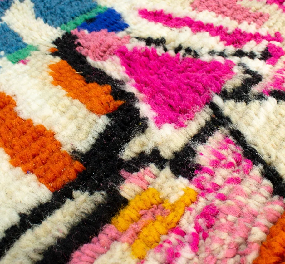 Colorful Moroccan Beni Ourain Berber Rug Large Genuine Wool Rug Custom