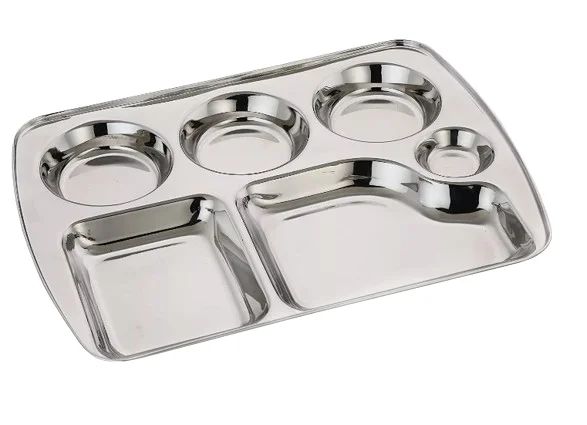 3 Compartment Modern Metal Thali Multi-functional Durable Eco-friendly Food Serving Tray for Masala Dosa Wada Pav