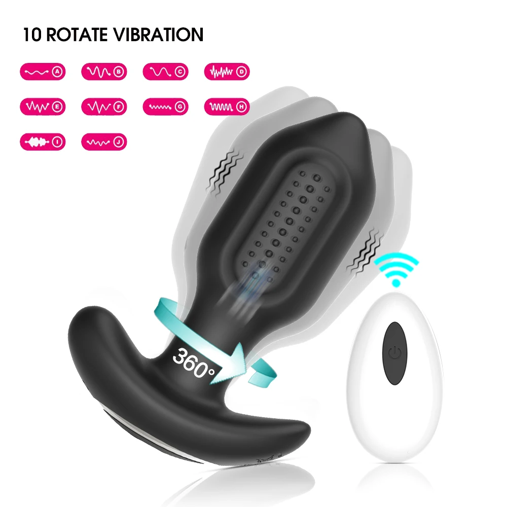Vico 360° Rotating Anal Vibrator Silicone Butt Plug Anal Plug Men Prostate Massager Vibrator Sex Toys for Woman%