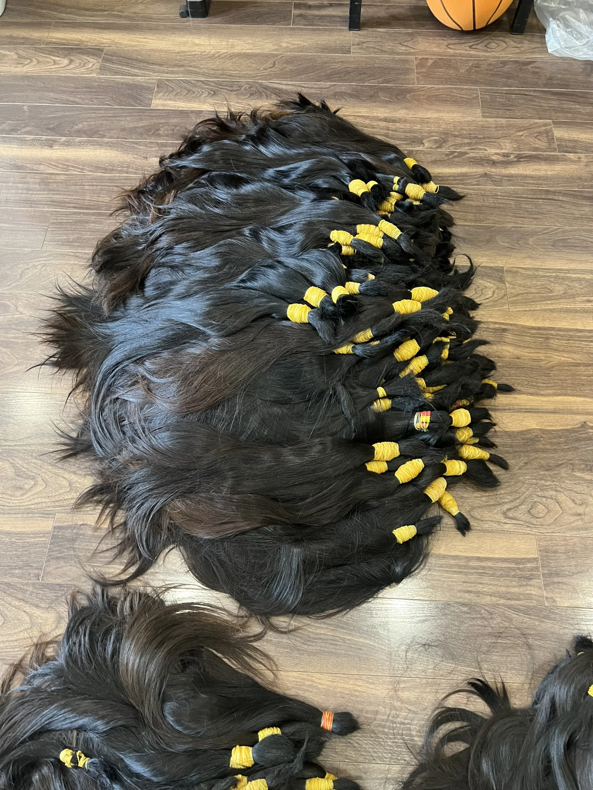 Bulk Long Straight Natural Hair Bundles 150 Density Full Inch Raw