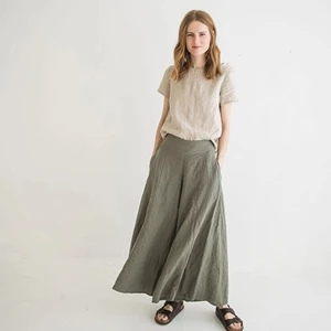 High Quality Wide Leg Linen Palazzo Pants Women High Waisted Pants Linen Palazzo Pants Summer Women Plus Size Palazzo