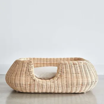 Picture of Modern Designer Rattan Dog Bed With Mattress Pillow Cheapest Rattan ...