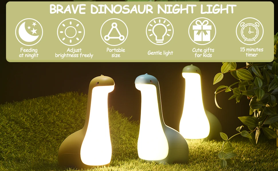 Cute Dinosaur Night Light Rechargeable Mini Lamp Room Decor Portable Bedside Led Night Lighting Bed Night Light for Kids factory