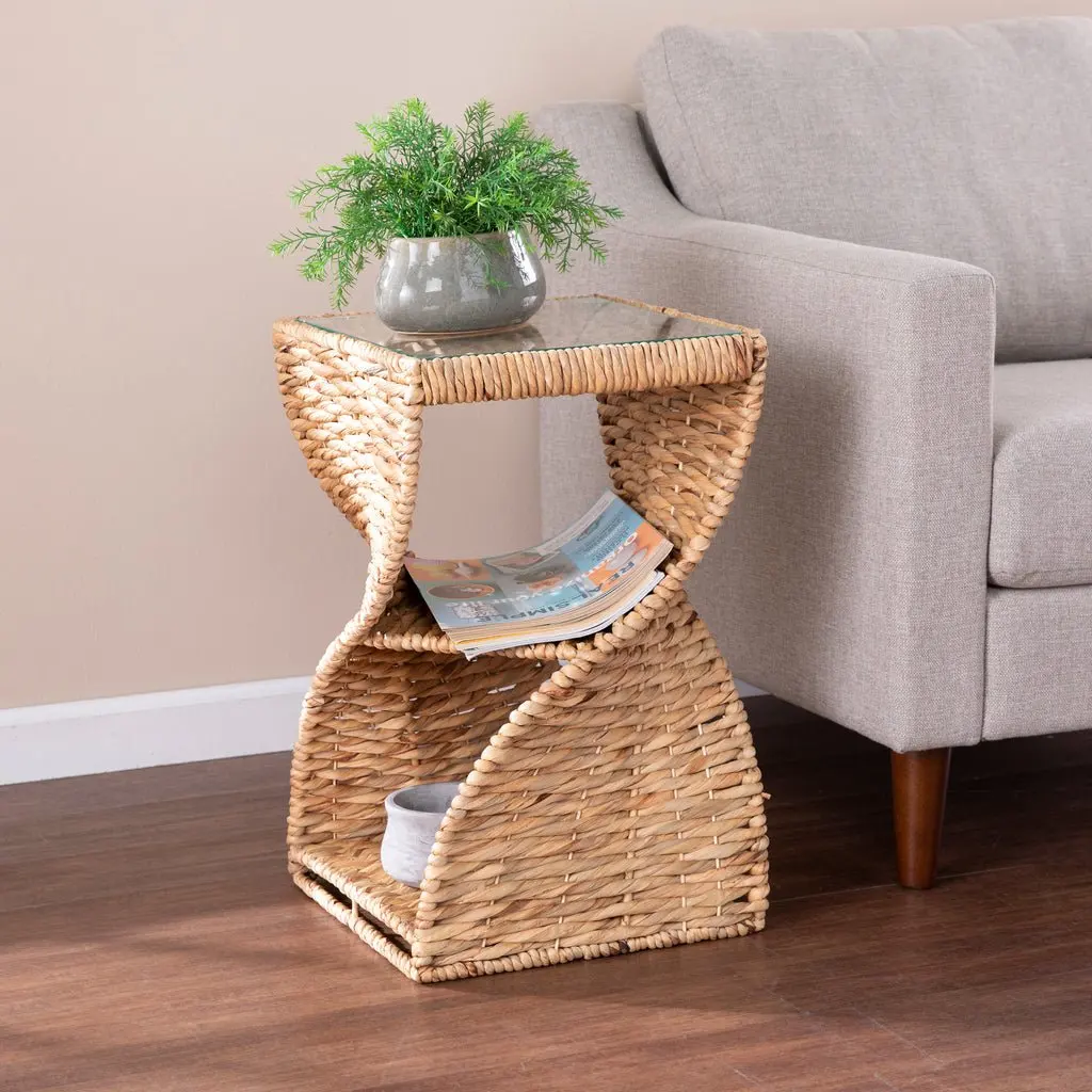 Handmade Water Hyacinth Bedside Tables - Eco Friendly
