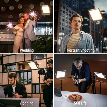Neewer 2 Packs Dimmable Bi-color 480 LED Video Light and Stand Lighting Kit Includes: 3200~5600K CRI 96+ LED Panel With U product image