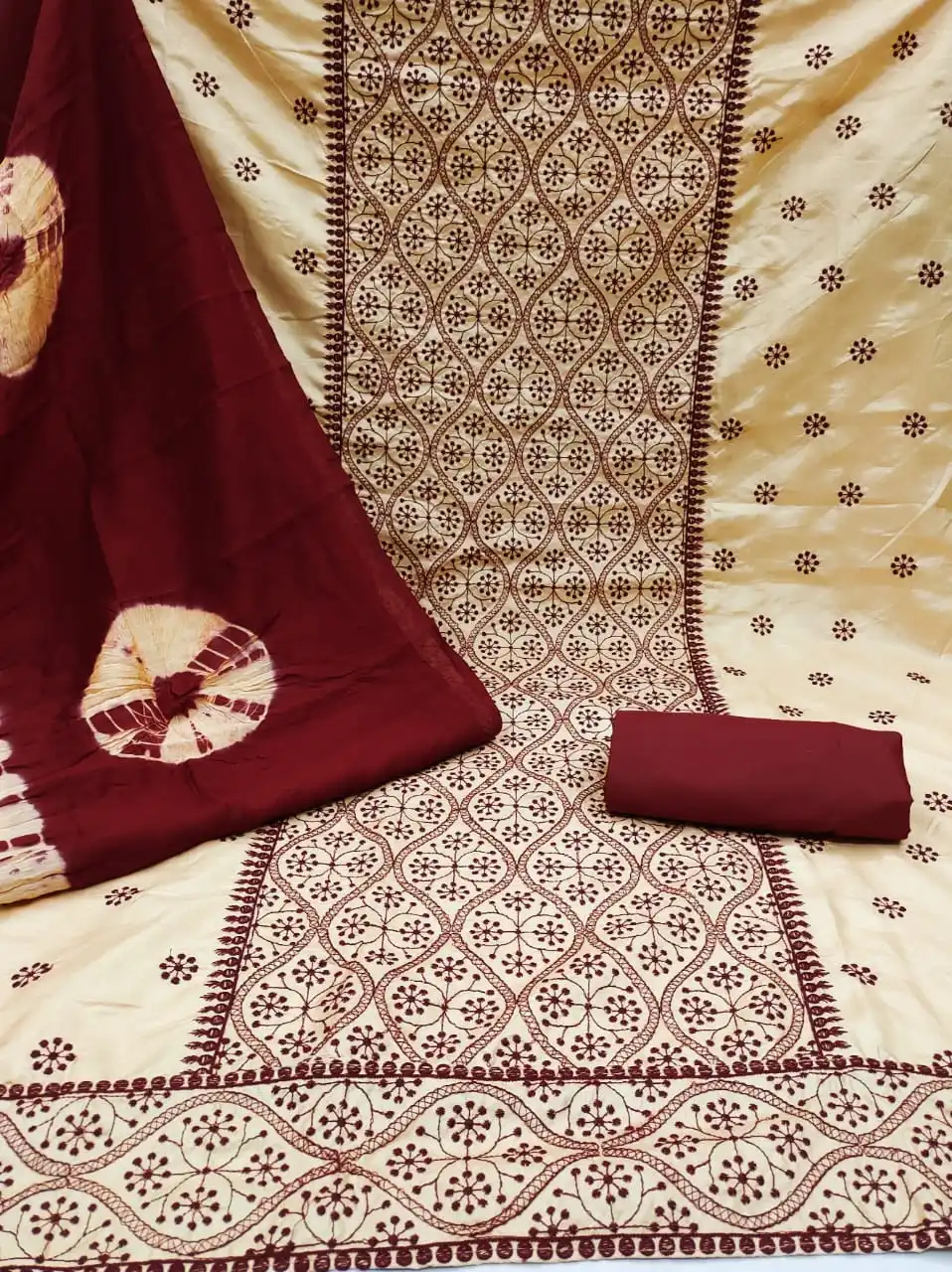 Latest Design Multi Color Silk Embroidery Work Three Piece Lawn Salwar Kameez Suit by Ethnic Garment in Wholesale Price