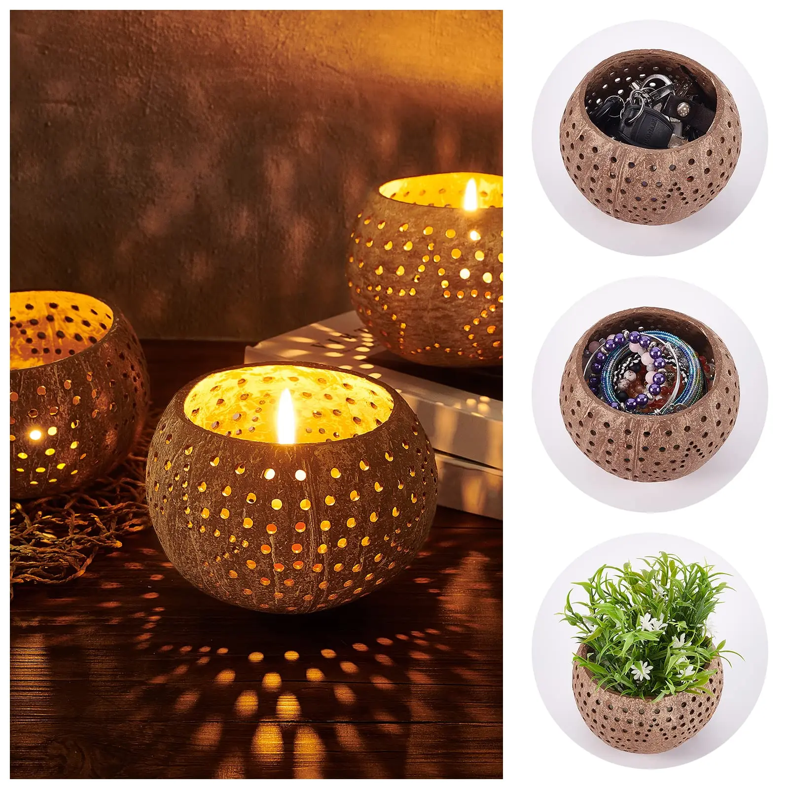 Shell Candle Container Handmade Coconut Shell Candle Holder - Trending 2023