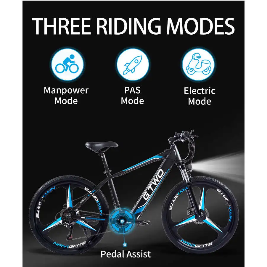 GTWO F1 26inch Electric City Bike with 350W 48V 15Ah Motor Aluminum Alloy Shimano 21S LCD Display