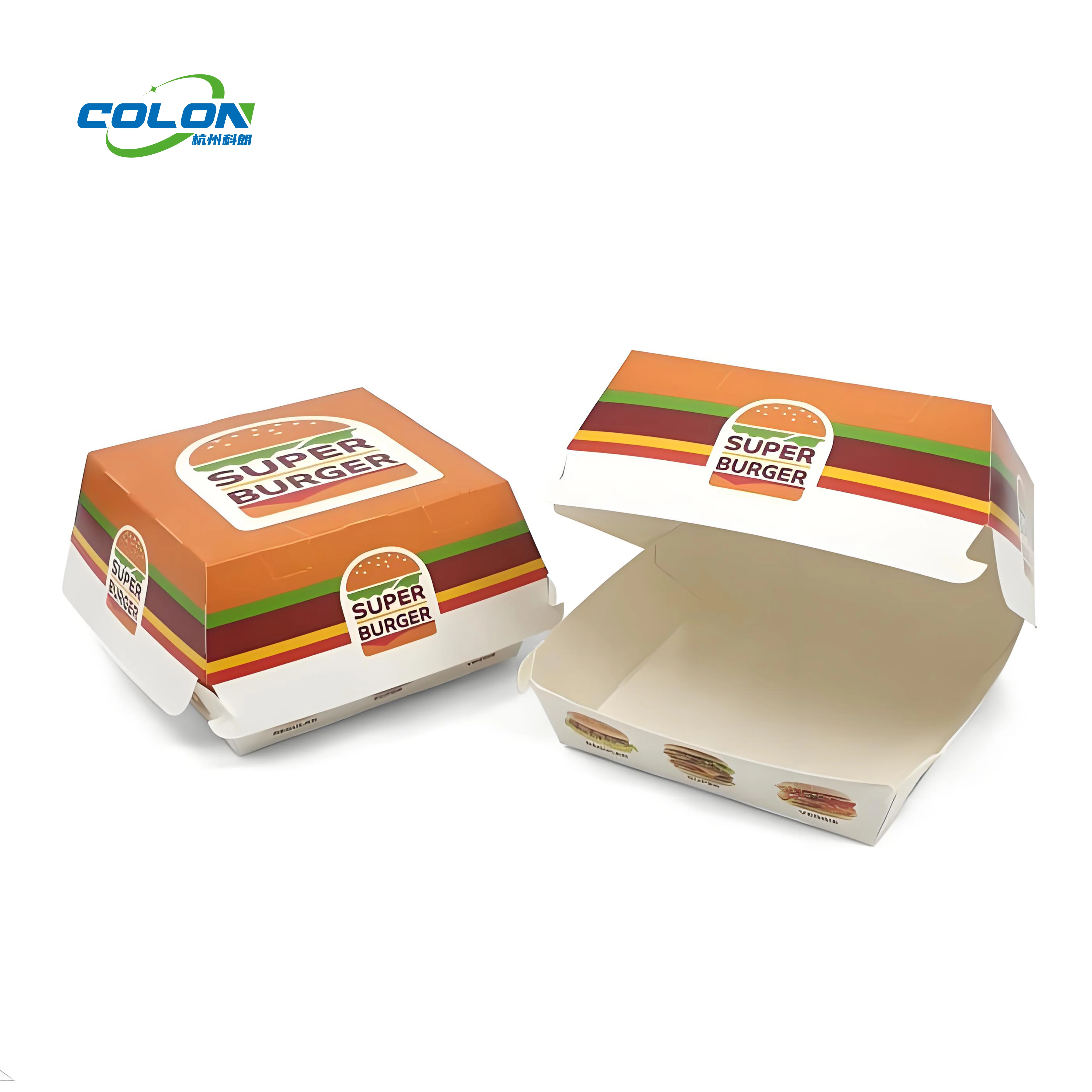 Customizable Kraft Paper Burger Box Greaseproof Disposable Food Grade ...