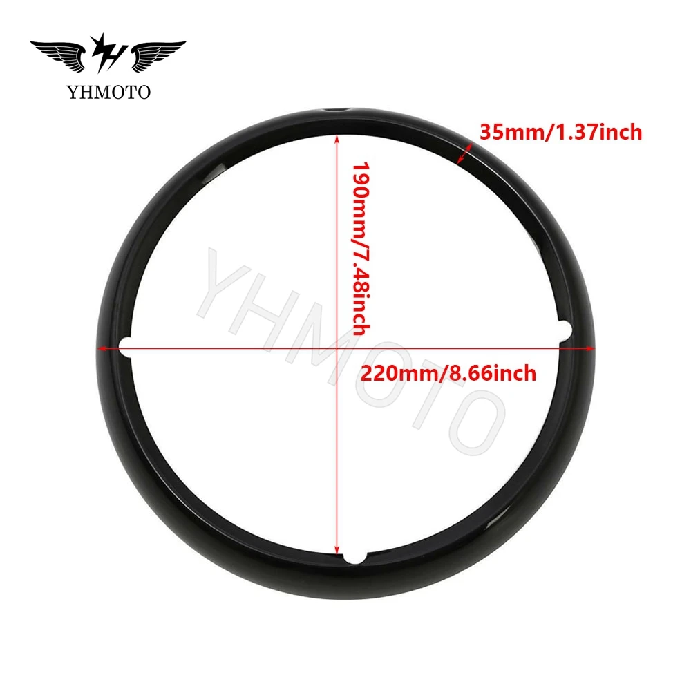 Black Headlight Trim Ring - HW131386 For 2009-2025 Harley