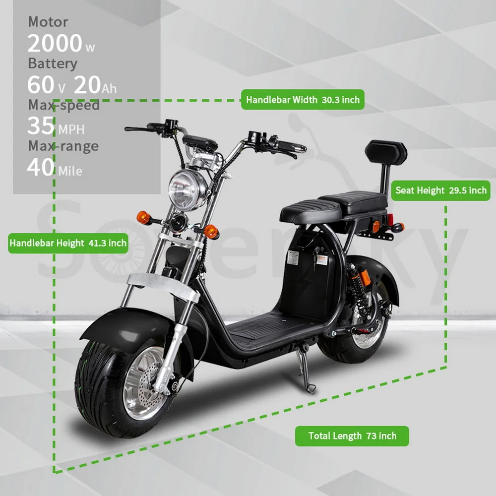 Soversky 60v 20ah 2000w Electric Scooter Citycoco With Fat Tire - Buy ...