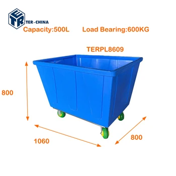 500L Plastic Crate Trolley Commercial Laundry Equipment with Wheels Hand Carts for Cargo & Storage