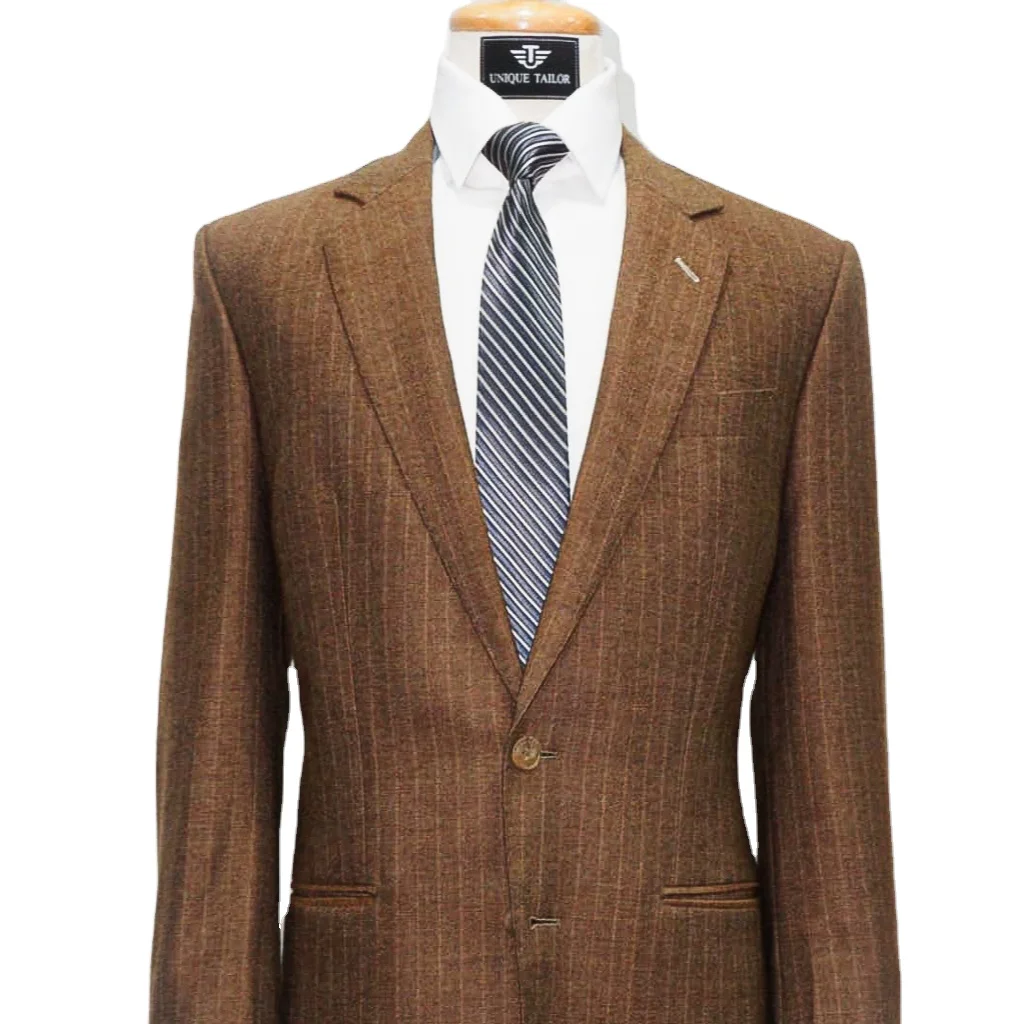 High Quality Businessman Suit OEM service breathable pinstriped anti-wrinkle anti-shrink special for 4 seasons elegant