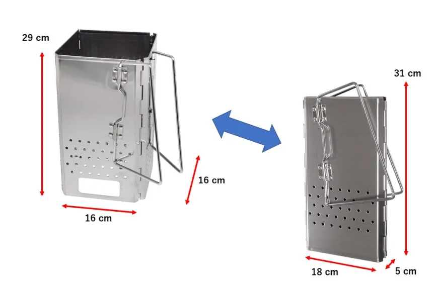 Stainless Steel Chimney Starter Compact Easy To Use Folding Charcoal