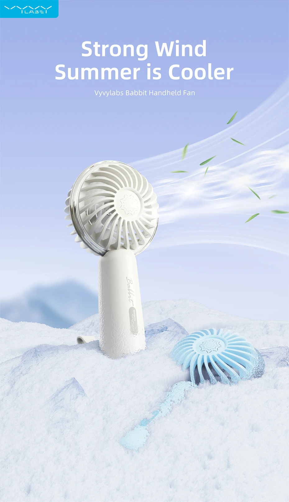 Vyvylabs VKL01 1200mAh Babbit Handheld Mini Fan description image
