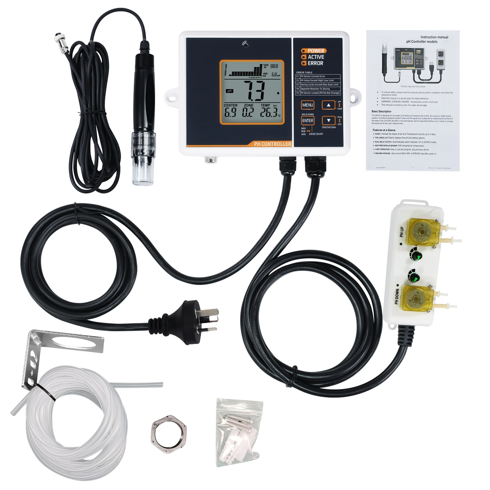 Phc402 Ph Meter Controller W/ Temperature Readings Dual Relay Function