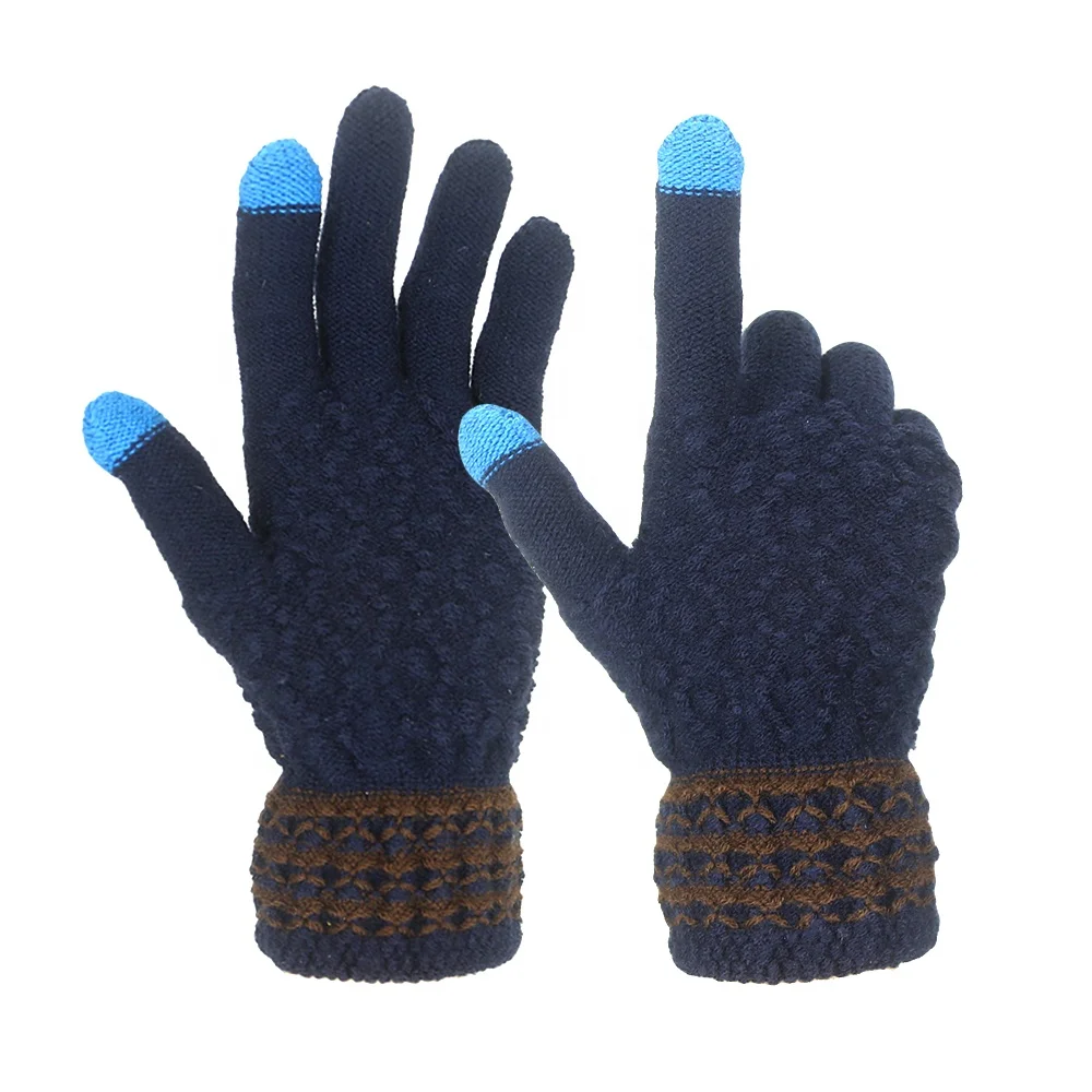 Леди кашемировые вязаные перчатки жаккардовые с сенсорным экраном зимние