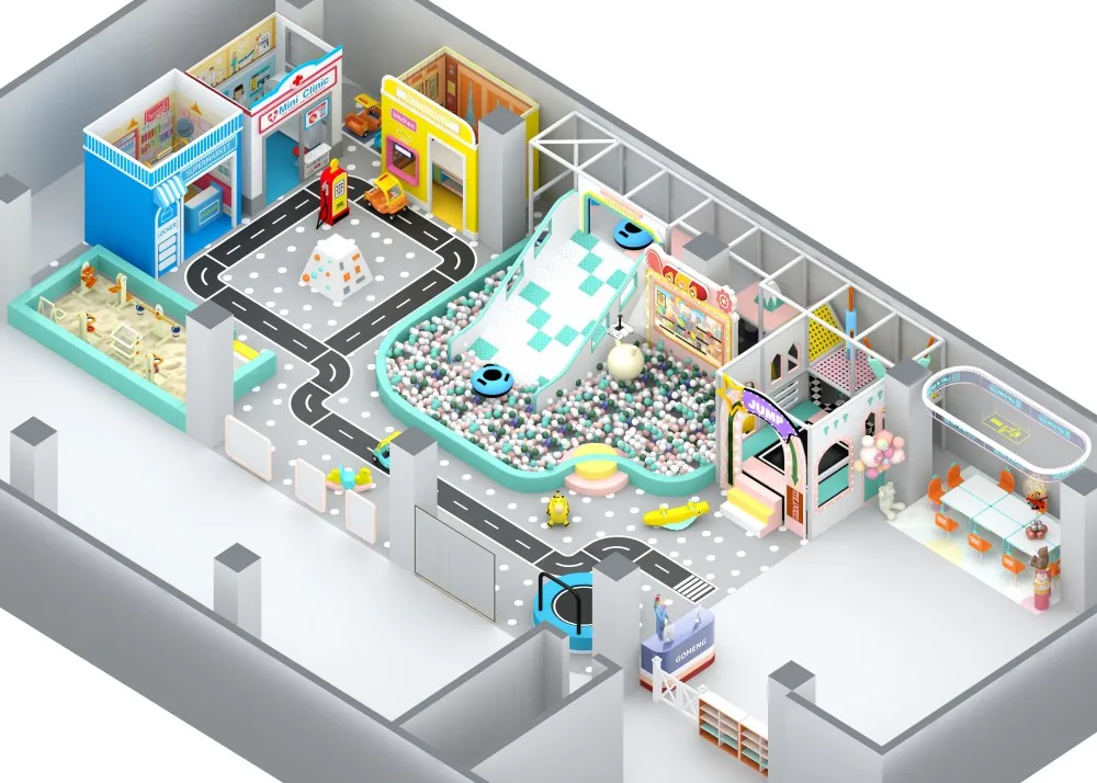 Feelkids ALITA-TQ26004 High-Capacity Indoor Galvanized Pipe PE Board Plastic Multi-Play Kids Activity Center Exercise Equipment details