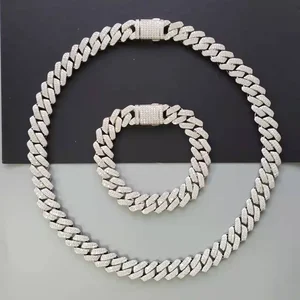 Customized 12mm Thick Miami Cuban Link Bracelet VVS Tester Passing Lab Grown 925 Silver Hip Hop Diamond Wedding Party