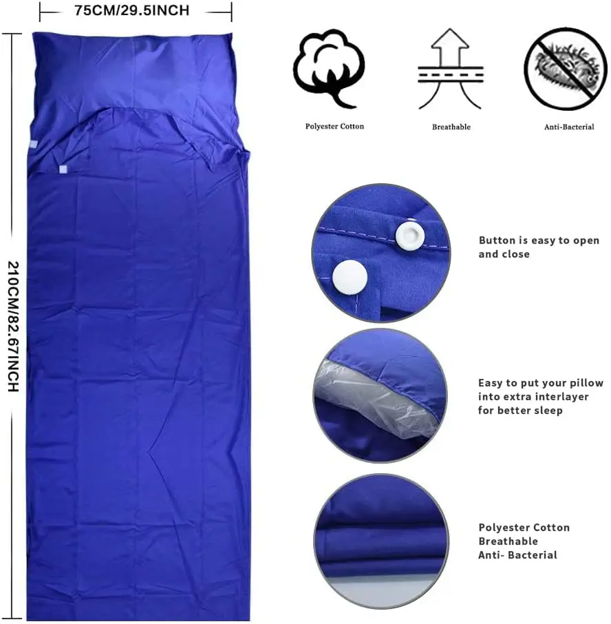 Woqi Sleeping Bag Liner Lightweight Compact Sleeping Bag Sack Portable