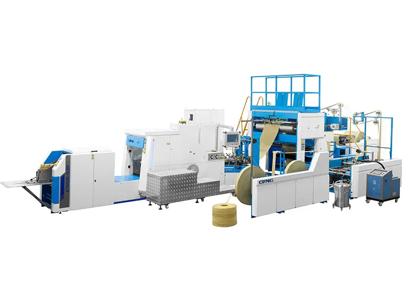 Ounuo New Design Fully-automatic square Bottom Twisted Paper Rope Handle Making Machine Paper Bag Making Machine