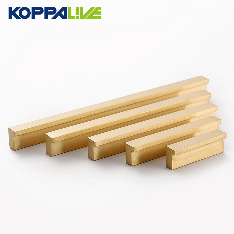 Koppalive Brushed Solid Brass Kitchen Cabinet Door Handles Cupboard Knobs L Shape Drawer Finger Pulls Wardrobe Closet Handle