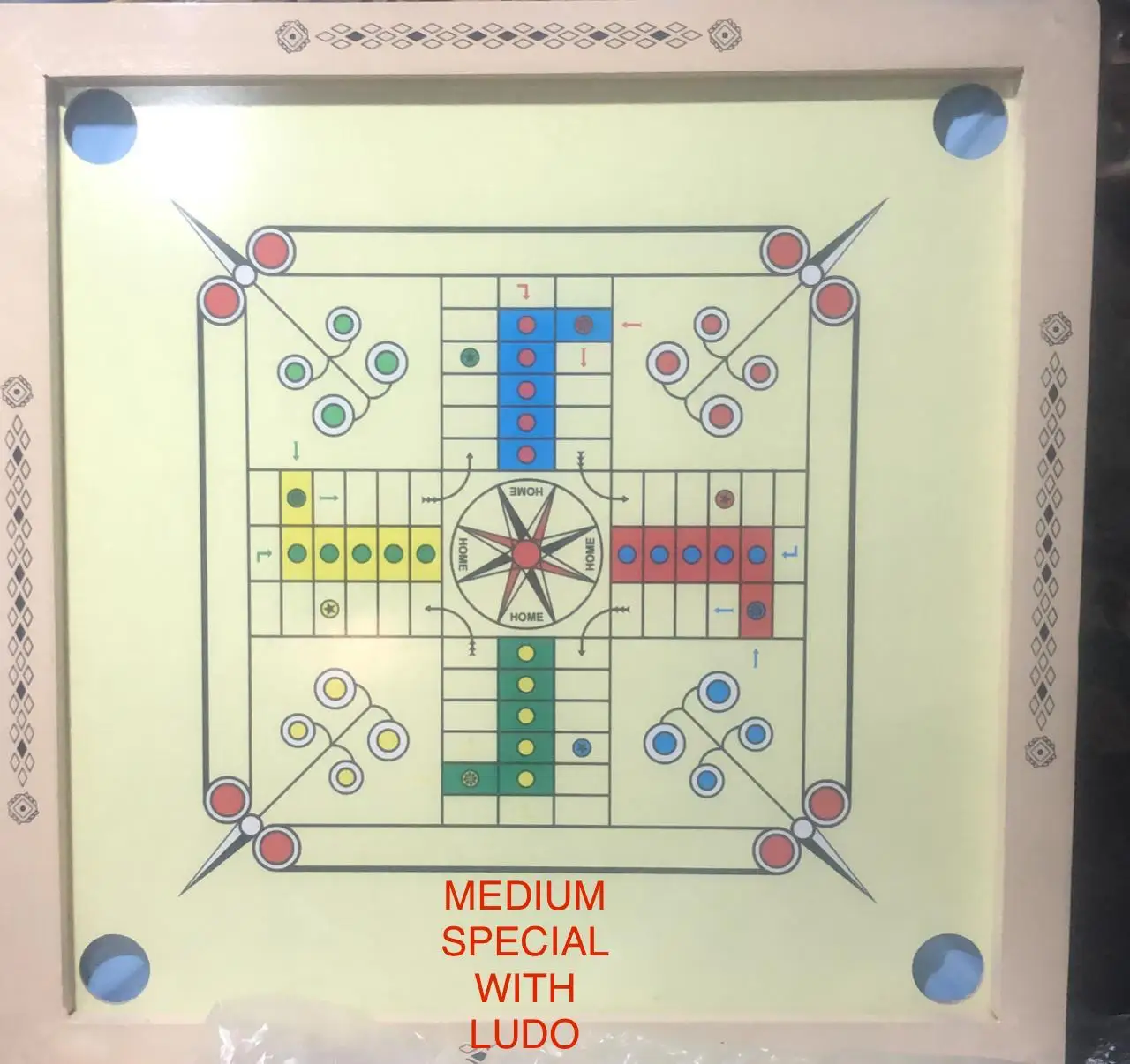 Wooden Carrom Board Ludo Deign with Sticker Coin & Powder Excellent Gift 26 Inch Table Game Set