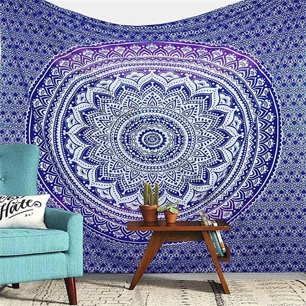 India Custom Print Large Boho Bohemian and Mandala Wall Hanging Tapestry for Bedroom 100% Floral Printed Cotton Mandela Hanging